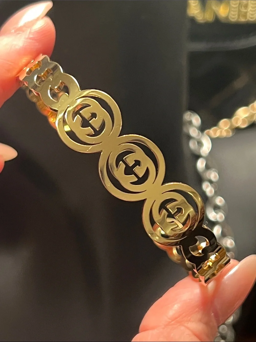 Up Cycled Gold Emblem Link Bracelet